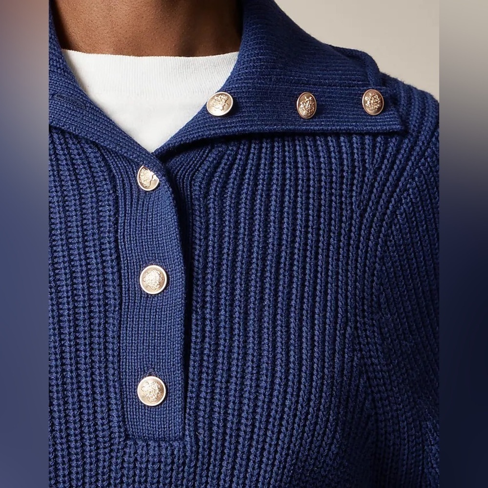 J. CREW Ribbed cotton button-collar sweater - Picture 2 of 9
